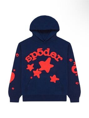 Brand new Sp5der Beluga Hoodie Navy/Red size small